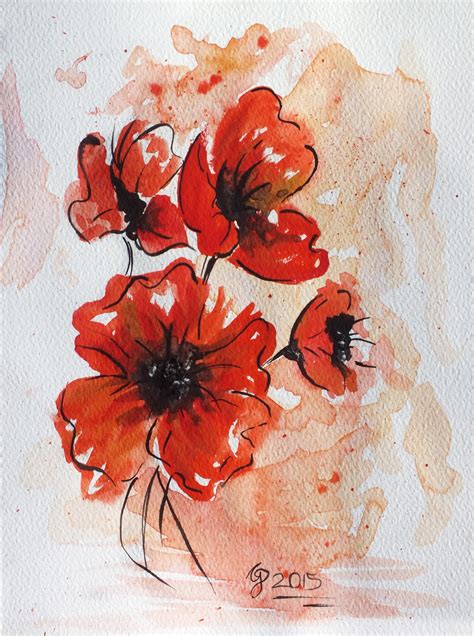 Abstract Poppies Watercolour Painting By Cecilia Pekelharing On Deviantart