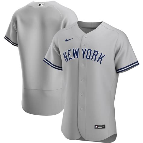 Mens New York Yankees Nike Gray Road Authentic Team Jersey