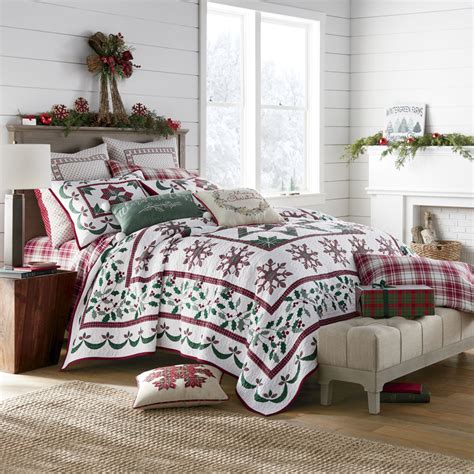 Christmas Farmhouse Red And Green Holidays Snowflakes 100 Cotton Twin