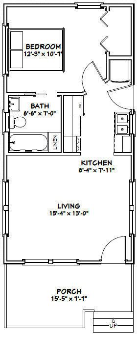16x32 Tiny House 511 Sq Ft Pdf Floor Plan Model 1b Ebay