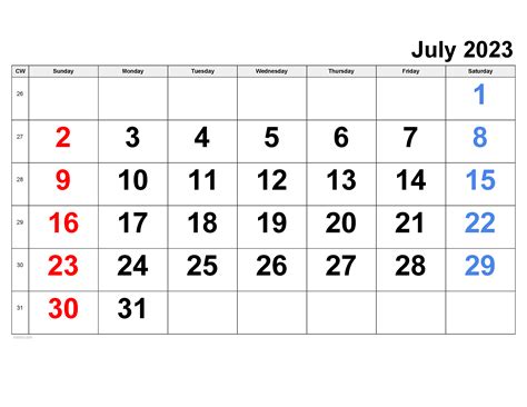 July 2023 Calendar Free Printable Pdf Xls And Png