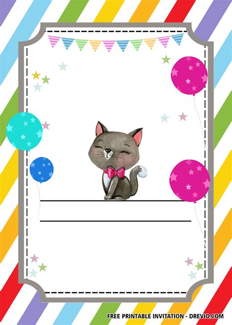 They will be one of a kind! FREE Printable Cat Party Invitation Templates | DREVIO