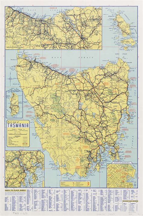 Tasmania Road Wall Map By Robinson Published 1952 Ebay