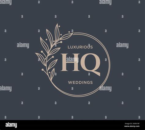 Hq Initials Letter Wedding Monogram Logos Template Hand Drawn Modern