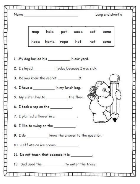 Phonics Worksheets For 1st Grade