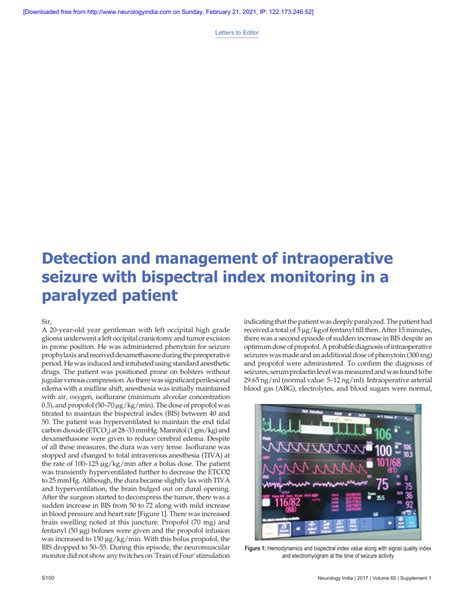 Pdf Detection And Management Of Intraoperative Seizure With