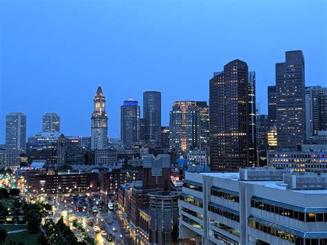Boston By Night Skyrisecities