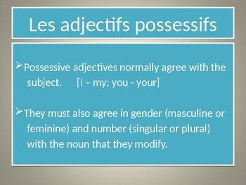 Pronouns And Possessive Adjectives Pronoms Et Adjectifs Possessifs My