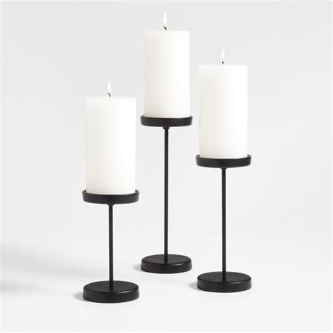 Tepes Matte Black Pillar Candle Holders Crate And Barrel Canada
