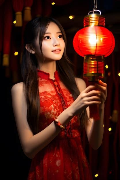 Fantasia Clássica Asiática Elegante Vermelha Chinesa Grace Foto Premium
