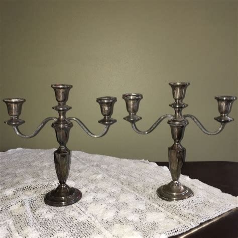 Pair Of Antique Sterling Silver 3 Arm Candelabra Mueck C 343 Reinforced