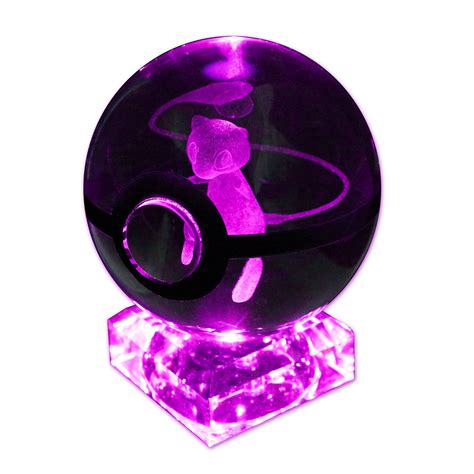 Pokemon Mew Crystal Poke Ball Night Light With Crystal Base And Soft