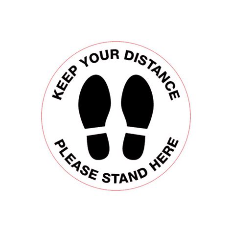 Keep Your Distance Floor Marking Sign 300mm Self Adhesive Sayka