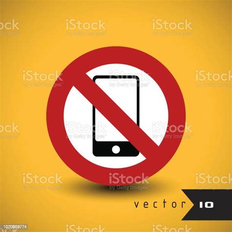 Forbidden Mobile Phone Sign Banned Smart Phone Vector Icon Illustration
