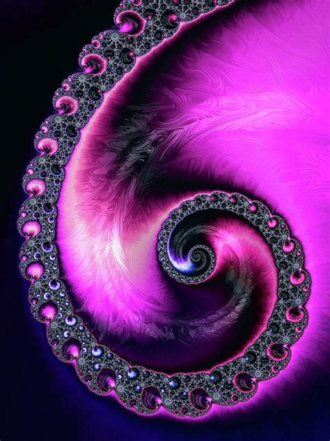 Fractal Spiral Purple Pink And Black Art Print By Matthias Hauser