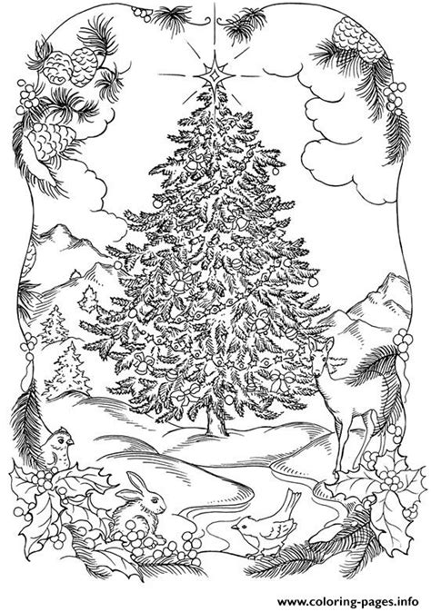 Santa being the train conductor, this set has 5 different boys characters, train carts with christmas trees, gift boxes and bags, north pole signs, train tracks, rudolph the reindeer clipart. Adults Christmas Tree In Nature Coloring Pages Printable