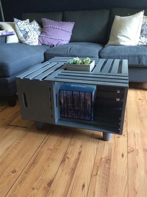 Arrange your crates on the base with the crate opening facing outwards. New coffee table for Maggie and Lucas made out of milk ...