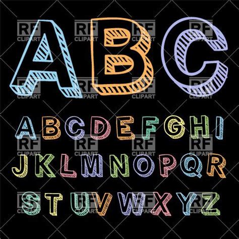 Hand Drawn Font With Varicolored Shaded Letters 29860 Download