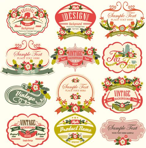 Vintage Flower Creative Labels Vector Free Vector In Encapsulated