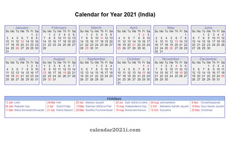2021 Calendar With Indian Government Holidays Euaquielela