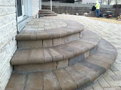 Use the pavestone 12 in. Rounded Steps Installation with bullnose pavers... Ryan's ...