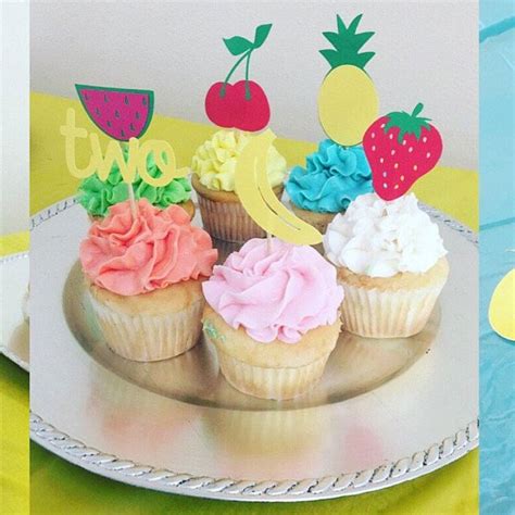 Two Cupcake Toppers 12 Per Order Twotti Fruity Etsy