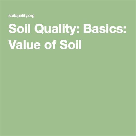 Basics Value Of Soil Basic Soil Science