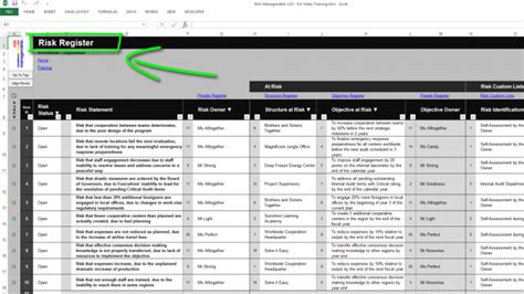 This column should be populated with the risk's current status. Risk Template in Excel Features Walkthrough | Risk ...