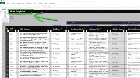 Don't worry if you aren't able to identify all of the possible risks. Risk Template in Excel with Risk Register: objective Part ...