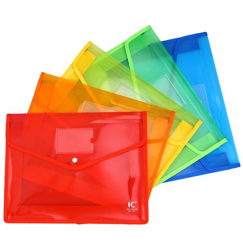 5pcs A4 Polypropylene Document Folder Clear Document Envelope Folder