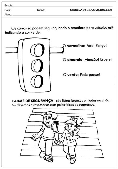 Atividade Sobre O Trânsito 3o Ano