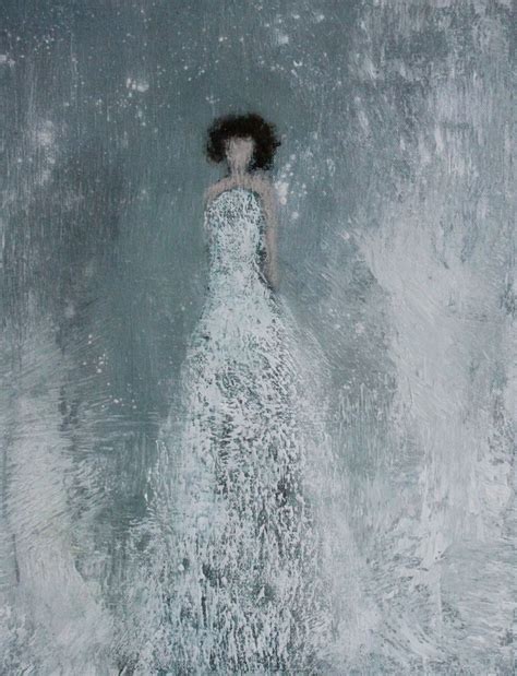 Figurative Painting X Falling Softly White Gown Textured