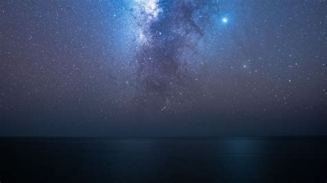 Download Wallpaper 1920x1080 Starry Sky Stars Milky Way Night Sea