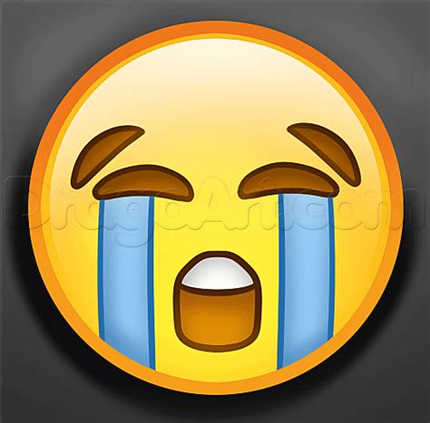 Draw another wavy, scalloped line, fully enclosing the shape of the emoji. How to Draw Crying Emoji, Step by Step, Symbols, Pop ...