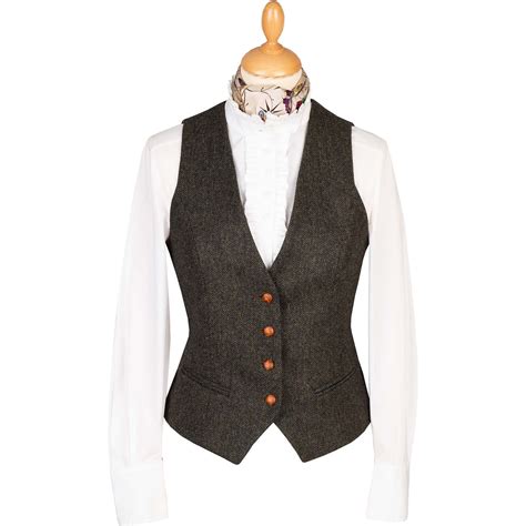 Green Wetherby Tweed Tailored Waistcoat Ladies Country Clothing