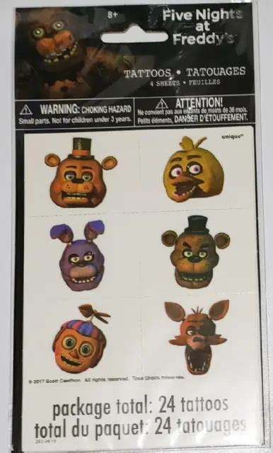 New Five Nights At Freddys Tattoos 4 Sheets 24 Birthday Party Supply Favors 416 Picclick