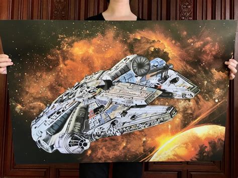 millennium falcon star wars art print star wars poster etsy