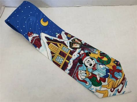 Vintage Disney Neck Tie Mickey Mouse Christmas Donald Duck Made In Usa