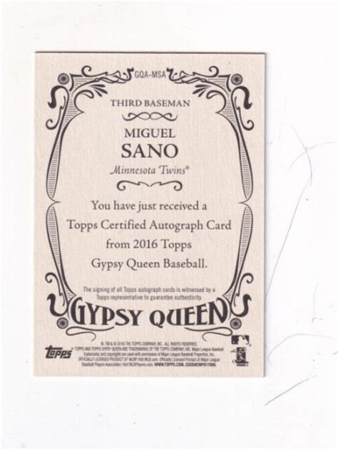 Miguel Sano Topps Gypsy Queen Auto Autograph Minnesota Twins Ebay