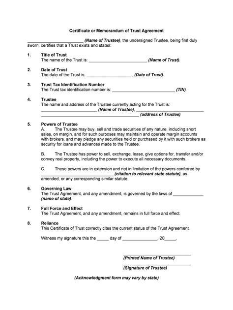 California Certificate Of Trust Form Fillable Pdf Printable Forms