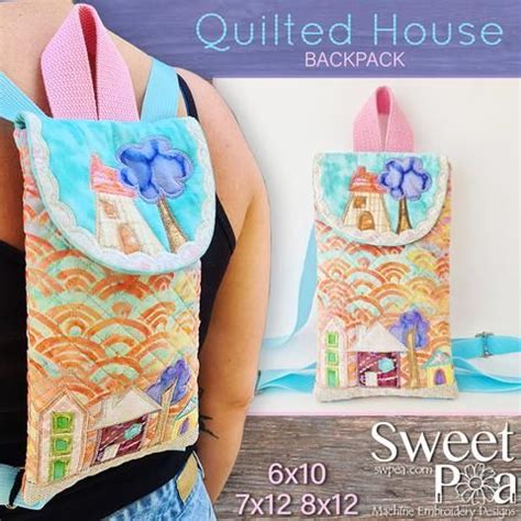 Quilted House Backpack Bag 6x10 7x12 and 8x12 in 2021 | Machine