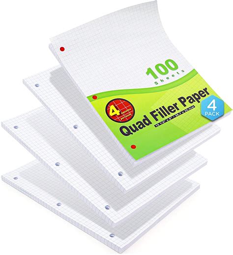 Emraw 4 1 Filler Paper Quad Ruled Loose Leaf Filler Papers Comes With