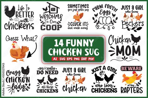 Funny Chicken Quotes Svg Bundle Chicken Svg Bundle Stock Vector Adobe Stock
