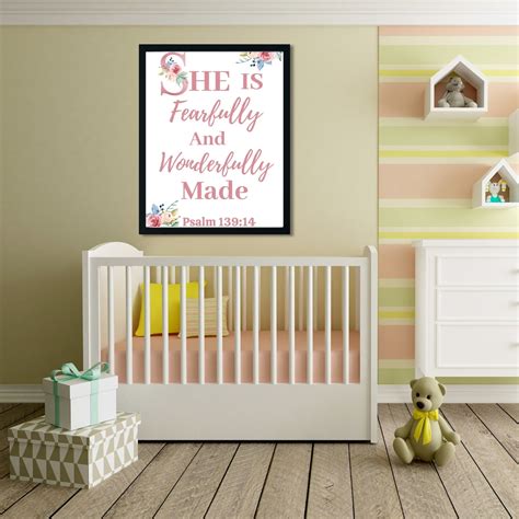 Baby Girl Christian Nursery Wall Art Bible Verse Nursery Wall Etsy