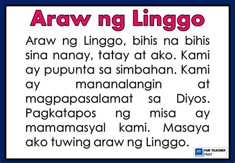 Tagalog Reading Passages Set 1 Fun Teacher Files