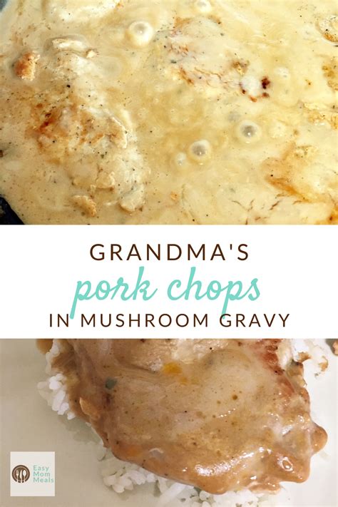 Cubed steaks, sliced mushrooms, condensed golden mushroom soup and 3 more. Grandmas Pork Chops in gravy recipe in 2020 | Cambells ...