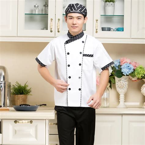 1 Piece Chef Uniformhigh Quality Unisex Short Sleeve Chef Top Jackets Food Cooking Sushi