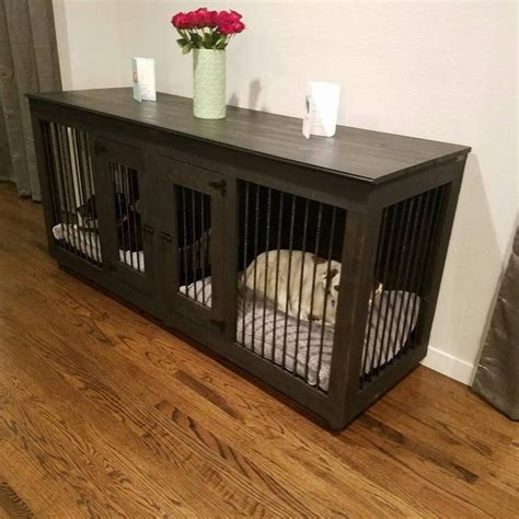 Double Door Dog Crate Handcrafted Dog Crate Double Door Etsy In 2020