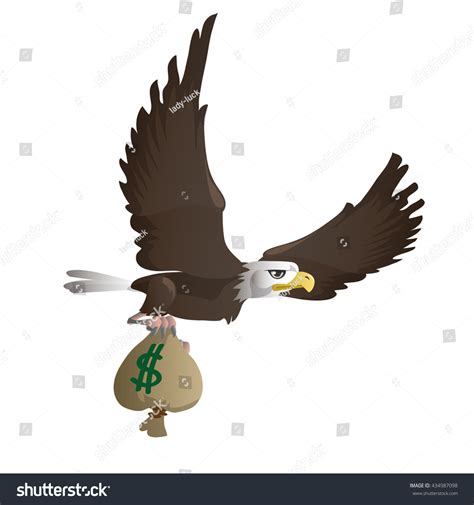 Bald Eagle Flies Away Bag Money Stock Vector Royalty Free 434987098