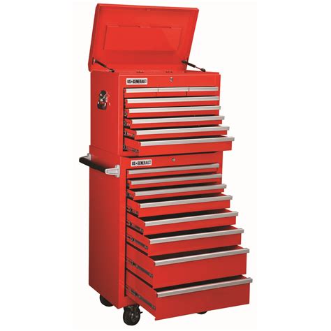 26 In 16 Drawer Glossy Red Roller Cabinet Combo Tool Storage